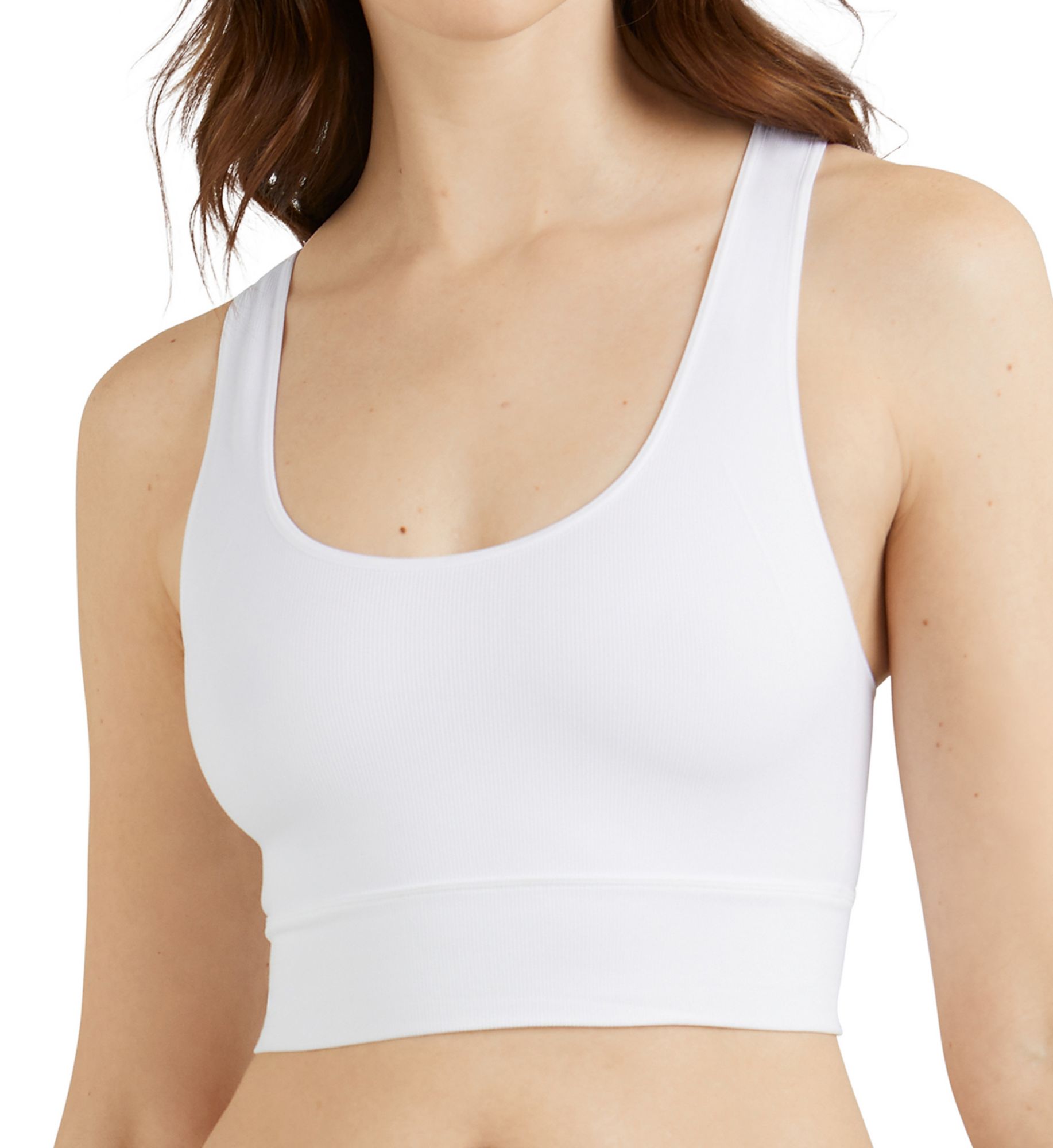 Maidenform Women's Pure Comfort Feel Good Seamless Crop Tank Top Bra in White | Size: XL | HerRoom.com
