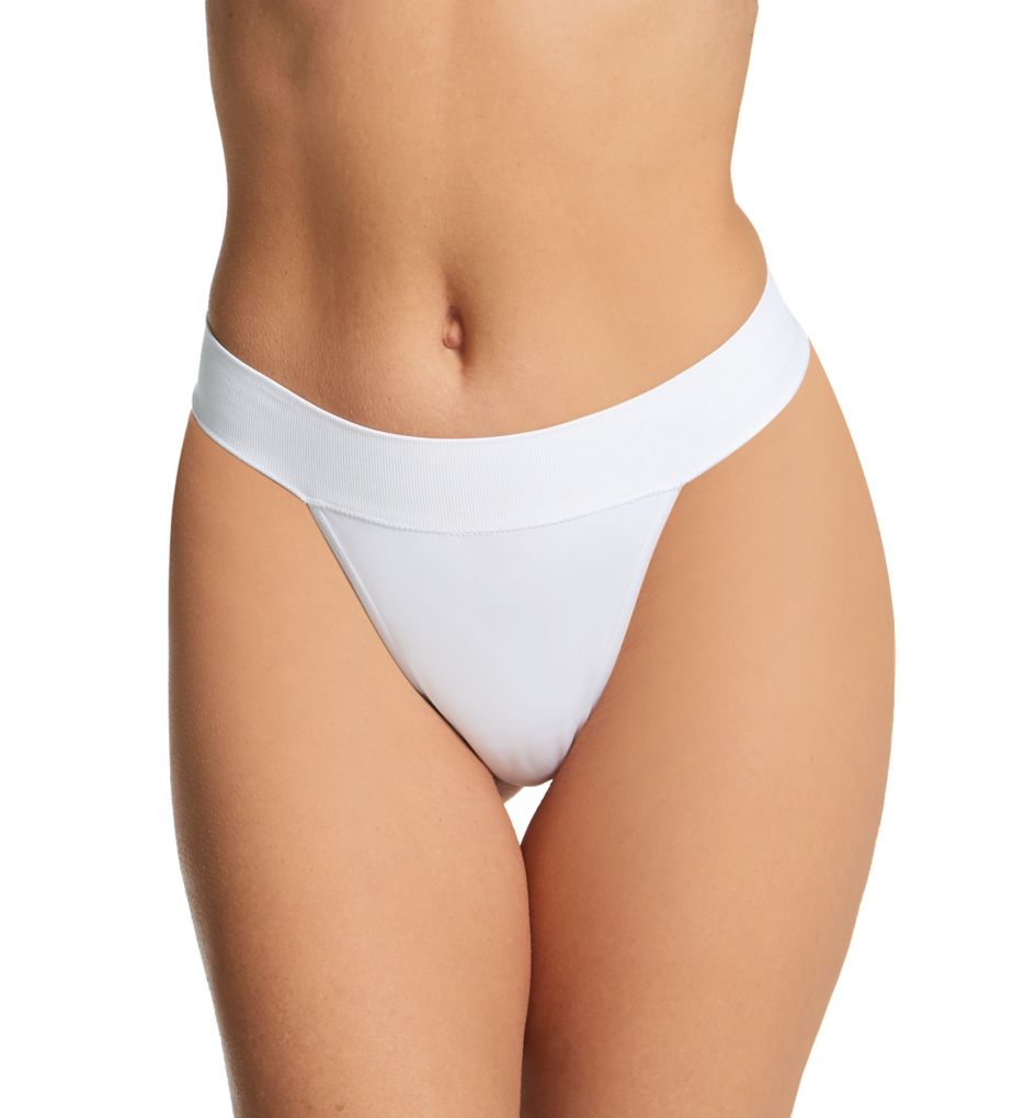 Maidenform Women's Seamless Comfort Waistband Thong Panty in White | Plus Size Small | HerRoom.com
