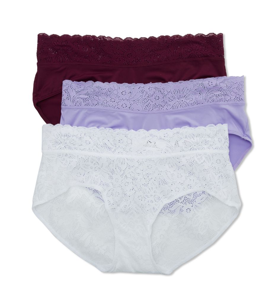 Maidenform Women's Stretch Lace Hipster Panty - 3 Pack in Orchid/Purple/Lace | Plus Size Large | HerRoom.com