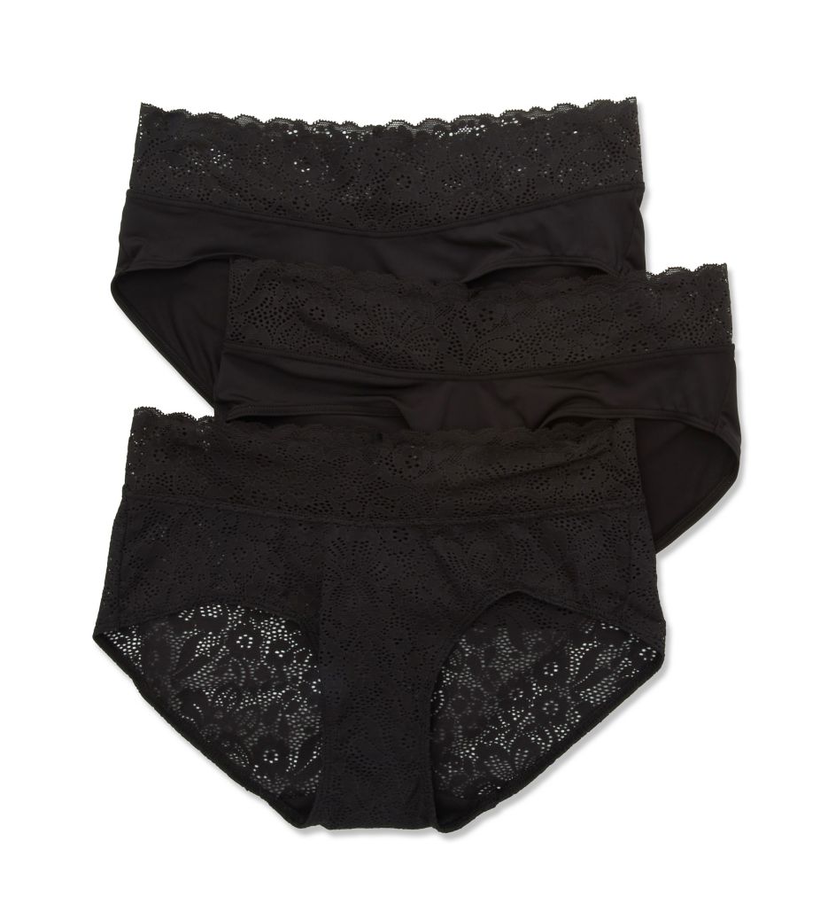 Maidenform Women's Stretch Lace Hipster Panty - 3 Pack in Black | Plus Size XL | HerRoom.com