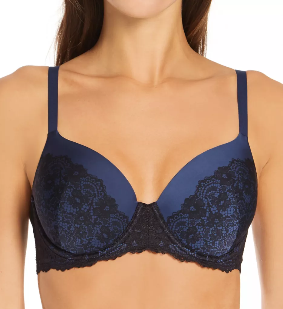 Women's Maidenform 7112 One Fab Fit Extra Coverage Lace T-Back Bra (Shining  Star Navy 42B) 