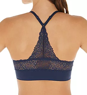 Pure Comfort V-Neck Pullover Lace Back Bra Navy 2X