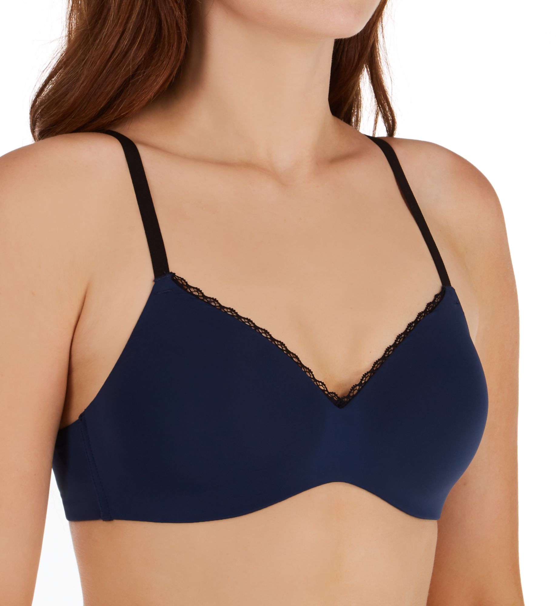 Maidenform Women's Pure Comfort Embellished Lift Wireless Bra in Navy/Black | Size: 2X | HerRoom.com