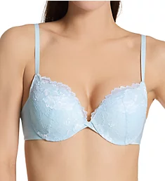 Love The Lift Push Up & In Lace Demi Bra Blue Whimsy White 34C