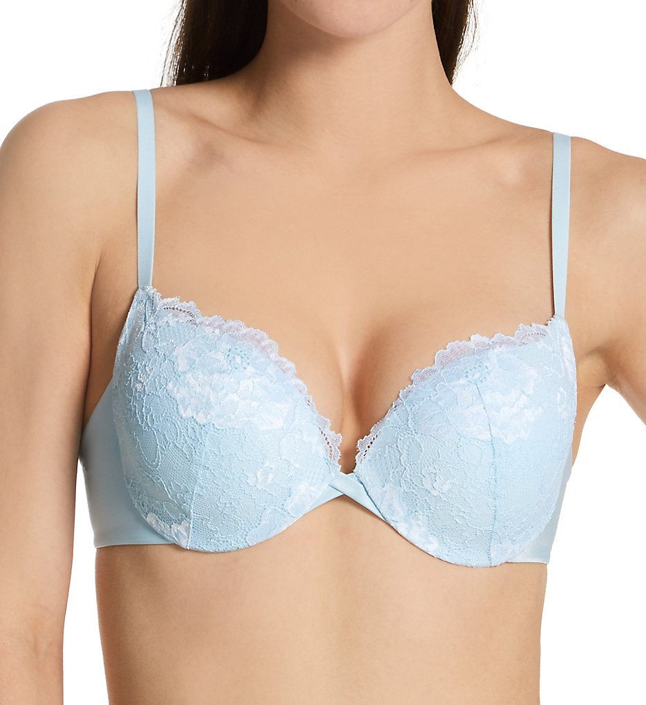 Maidenform >> Maidenform DM9900 Love The Lift Push Up & In Lace Demi Bra (Blue Whimsy White 40C)