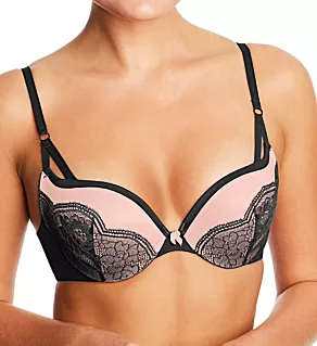 Love the Lift Push Up & In Strappy Lace Demi Bra Black/Gentle Peach 32A