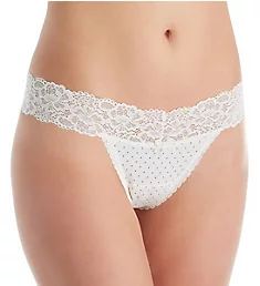 Sexy Must Haves Lace Thong Pearl/Black Pin Dot 5