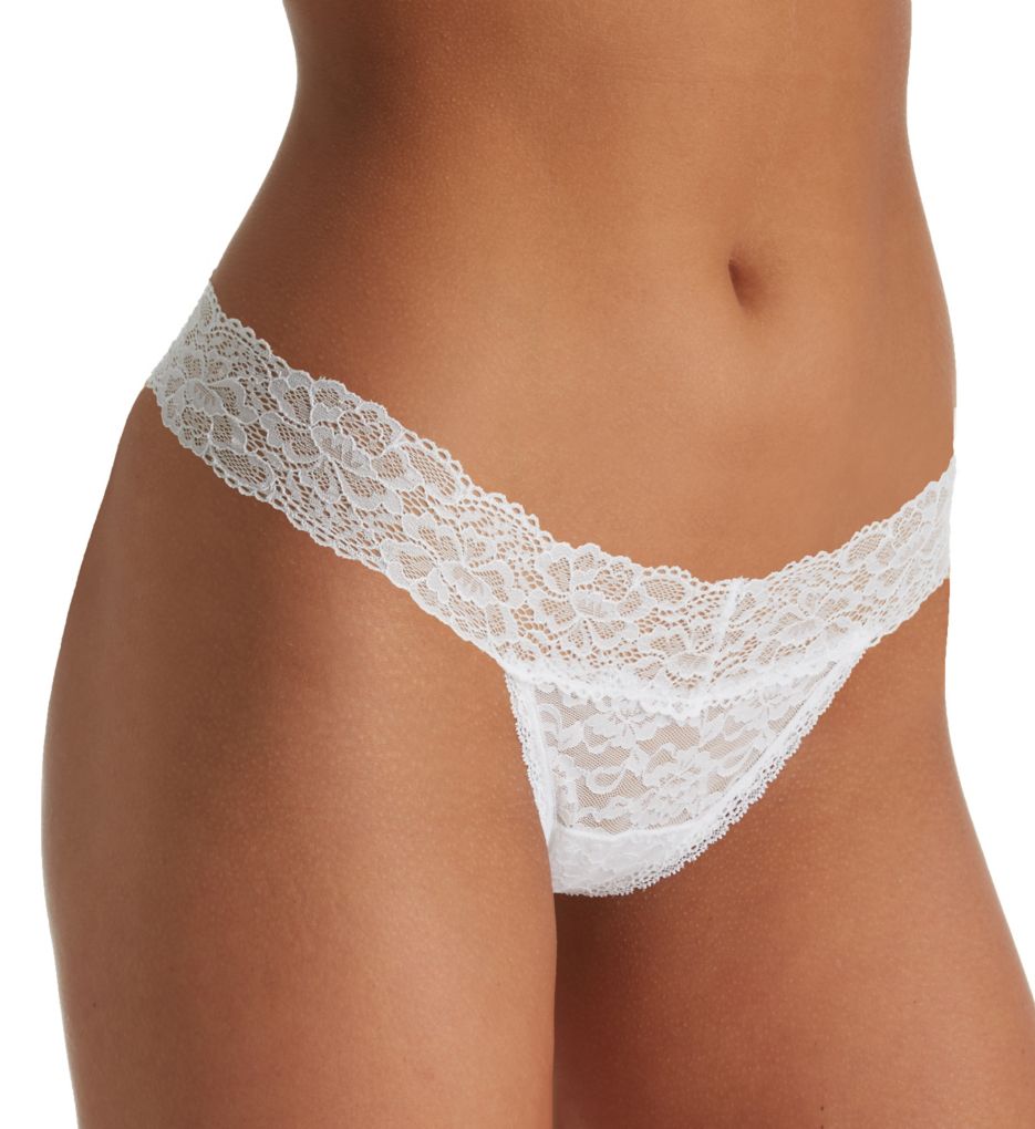 Maidenform Women's Sexy Must Haves Lace Thong Panty in White | Plus Size 5 | HerRoom.com