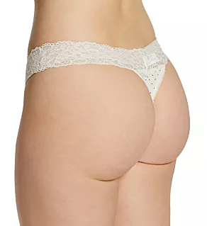 Sexy Must Haves Lace Thong Pearl/Black Pin Dot 5