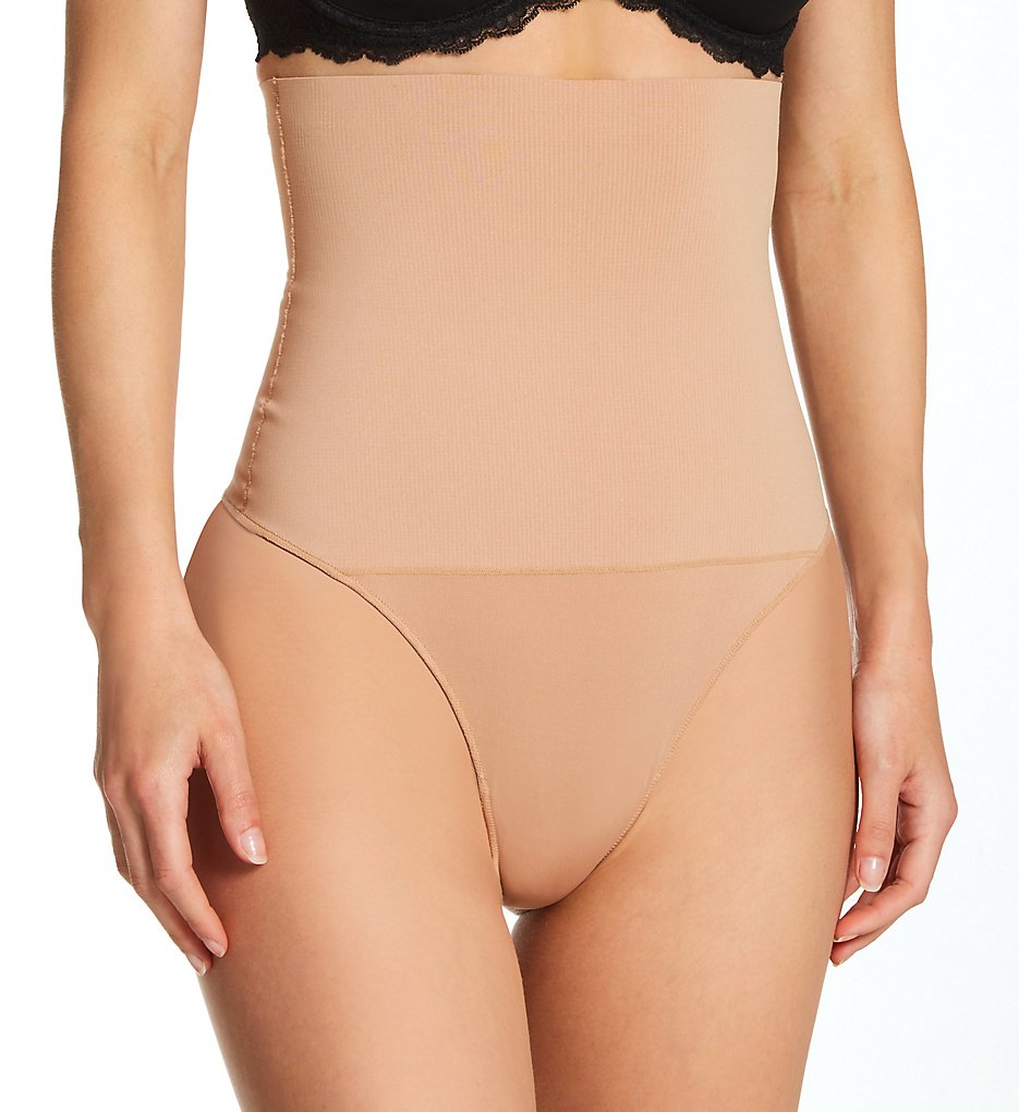 Maidenform : Maidenform DMS707 Tame Your Tummy High Waist Shaping Thong (Beige M)
