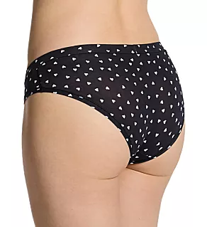 Soft Stretch Cheeky Hipster Panty Black Tossed Heart 2X