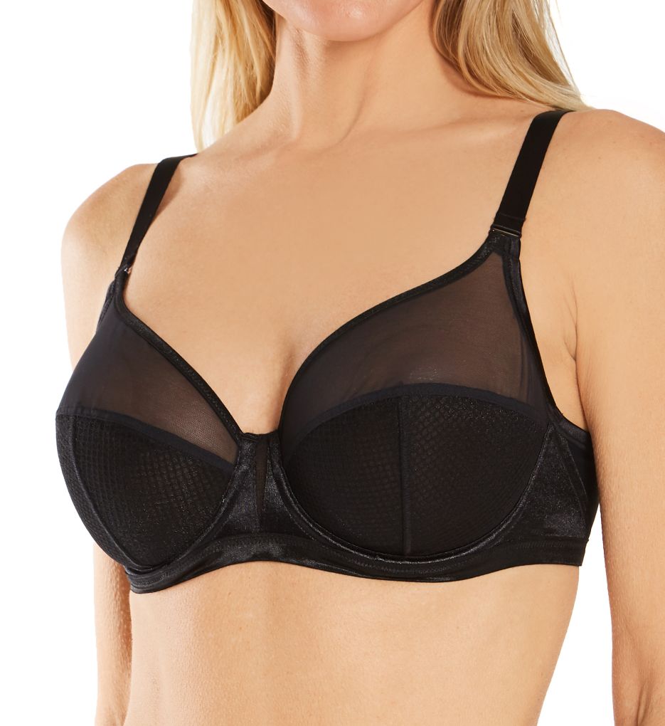 Full Cup Underwired Bra in Black - Satiny Micro-Support