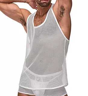 Stretch Net Tank Top WHT L/XL