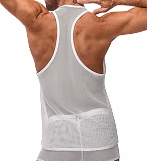 Stretch Net Tank Top WHT L/XL
