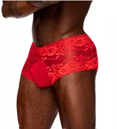 Sassy Lace Sheer Mini Short RED S