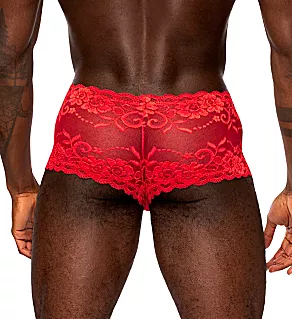 Sassy Lace Sheer Mini Short RED L