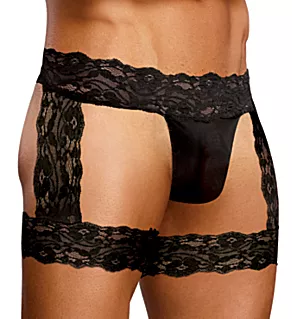 Scandal Lace Micro Garter Trunk BLK S/M
