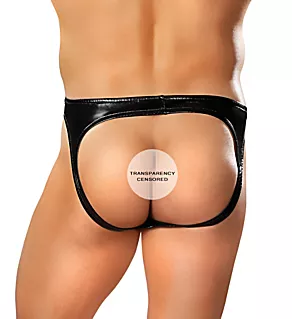 Liquid Onyx Faux Leather Backless Bikini Black L/XL