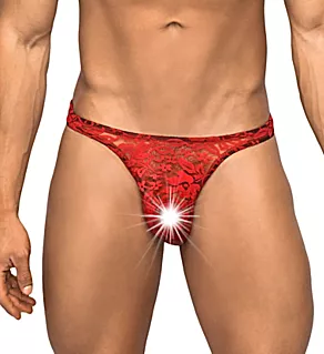 Stretch Lace Bong Thong RED L/XL