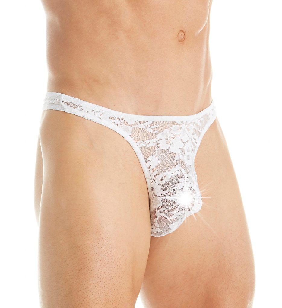 Male Power 442-162 Stretch Lace Bong Thong (White)
