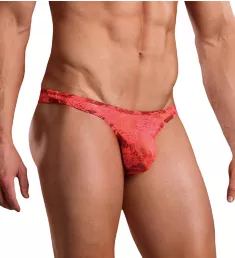 Neon Lace Bong Thong Coral S/M