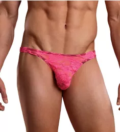 Neon Lace Bong Thong PINK S/M