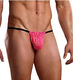 Neon Lace Posing Strap PINK O/S