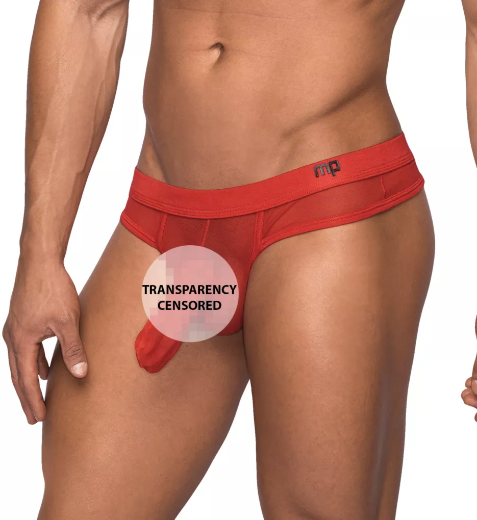 Hoser Sheer Stretch Pouch Thong RED S/M