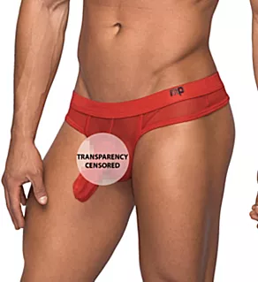 Hoser Sheer Stretch Pouch Thong Red L/XL