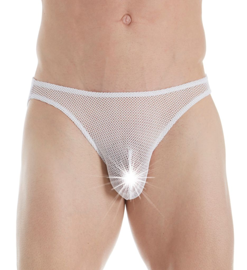 Male Power Stretch Net Wonder Bikini WHT XL  - Image 1