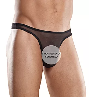 Sheer Stretch Mesh Bong Thong Black S/M