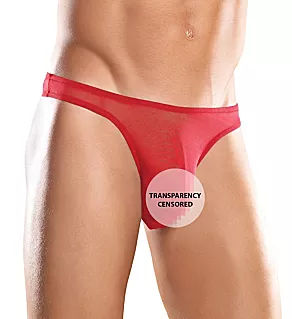 Sheer Stretch Mesh Bong Thong Red S/M