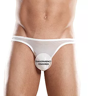 Sheer Stretch Mesh Bong Thong White L/XL