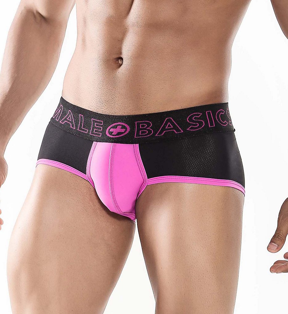 Malebasics MBN03 Neon Pouch Color Block Briefs (Fuschia)