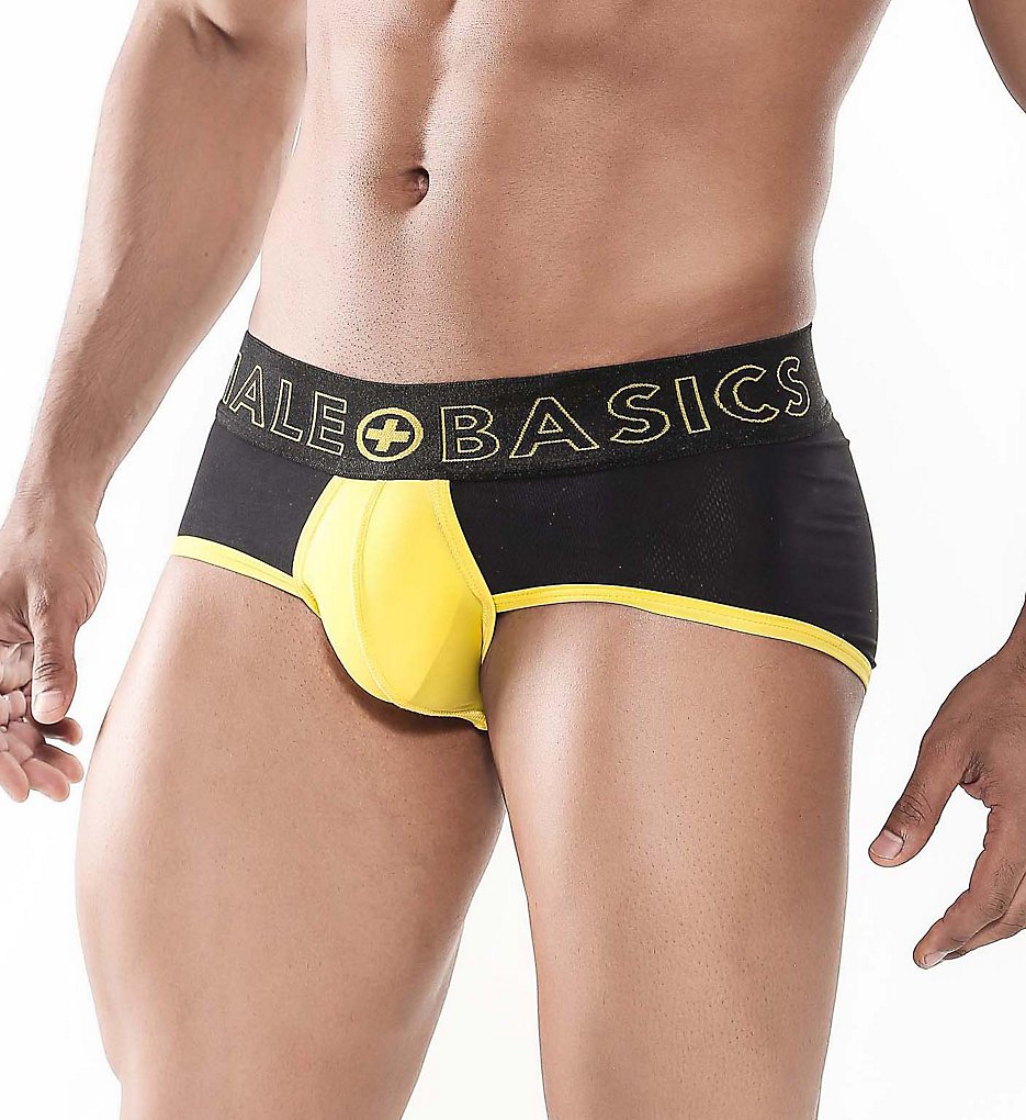 Malebasics MBN03 Neon Pouch Color Block Briefs (Yellow)