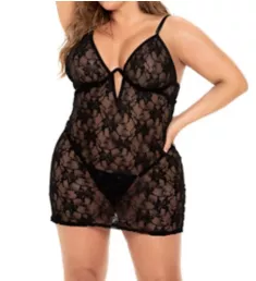 Plus Size Babydoll Thong Set