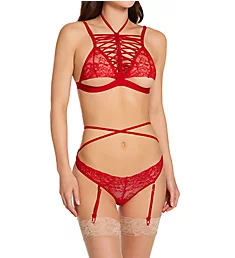 High Neck Two Piece Set Red S/M