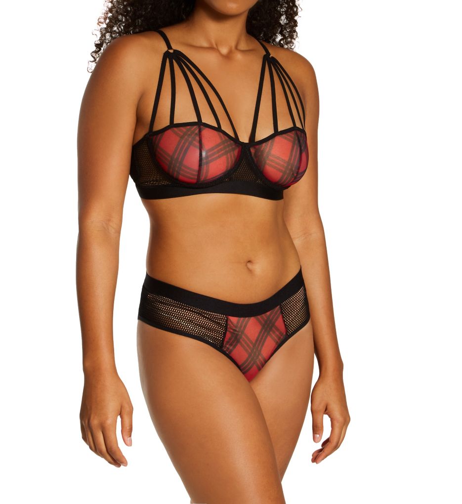 Seriously Sexy Two Piece Set Black/Red Plaid S/M by Mapale