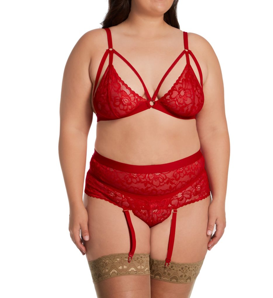 Plus Three Piece Set With Garter Belt And G-String-fs