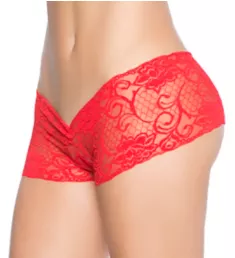 Peek-A-Boo Crotchless Boyshort Panty Red S