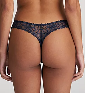 Jane Floral Lace Thong Velvet Blue S
