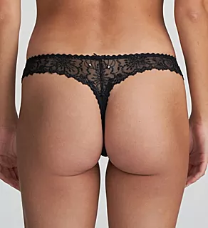 Jane Floral Lace Thong Black XS