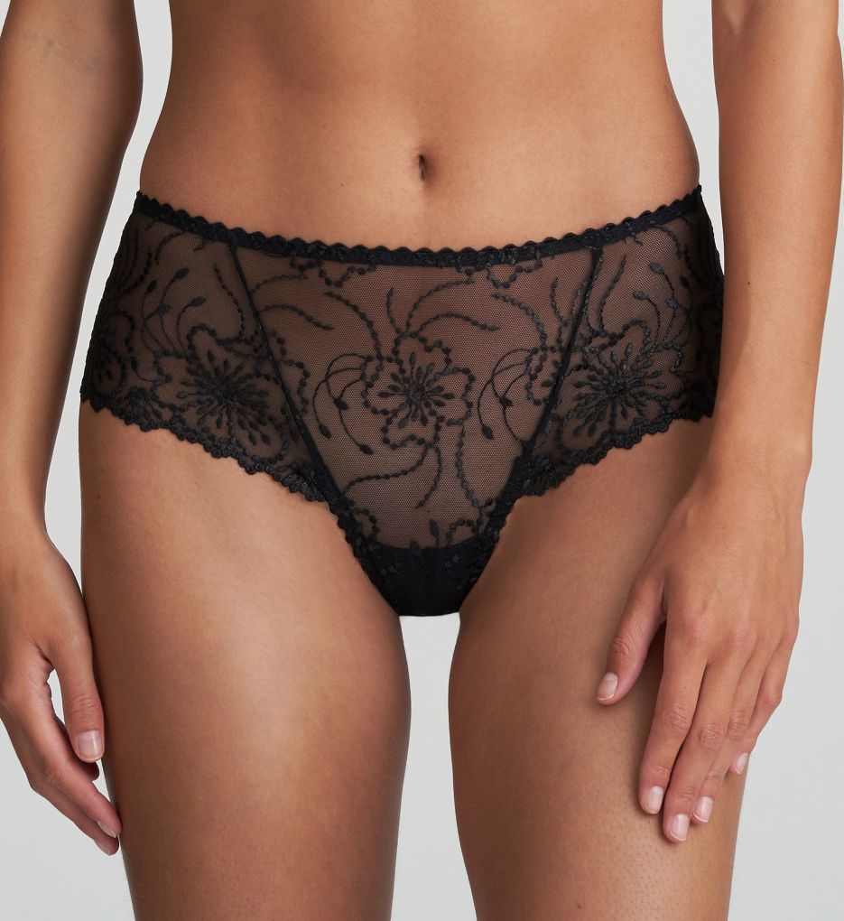 Marie Jo Women's Jane Floral Luxury Lace Thong Panty in Black | Size Large | HerRoom.com