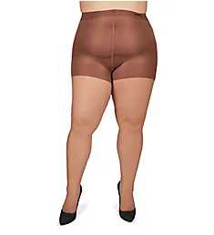 Plus Size Curvy Ultra Sheer Control Top Pantyhose French Coffee 1/2X