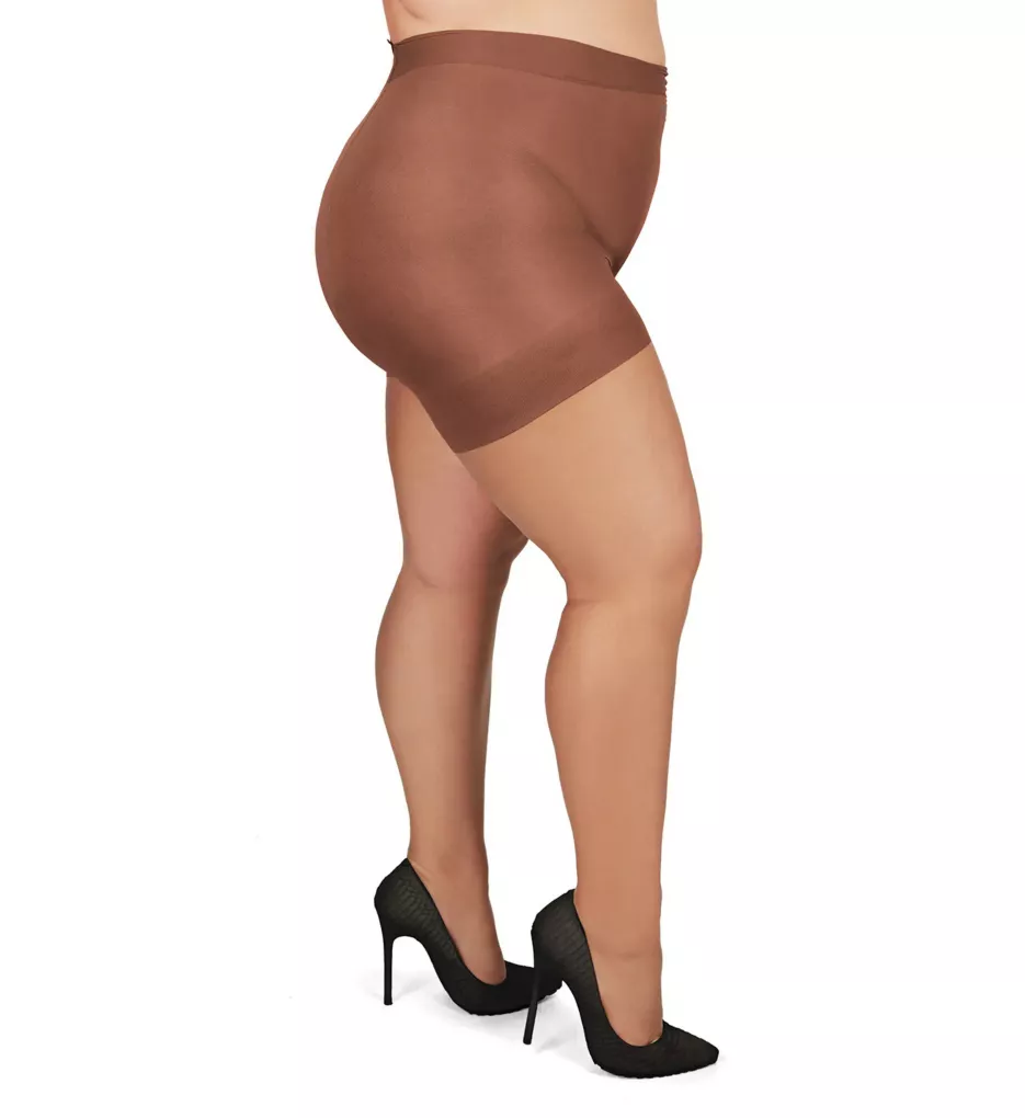 Plus Size Curvy Ultra Sheer Control Top Pantyhose French Coffee 1/2X