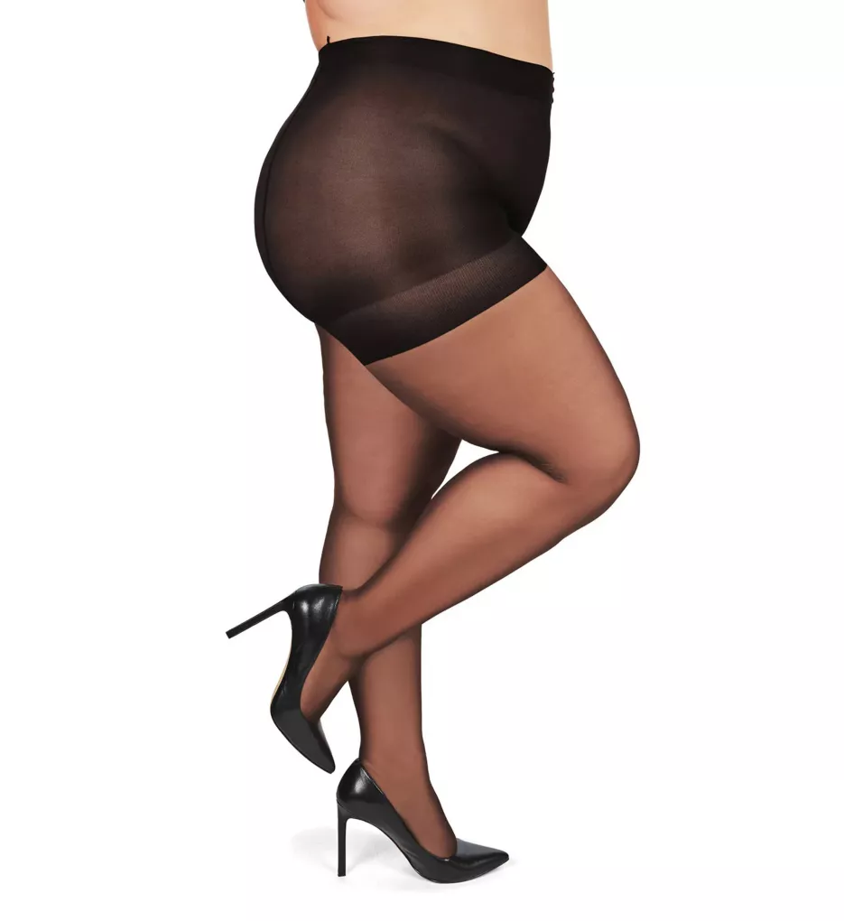 All Day Plus Size Sheer Control Top Pantyhose Jet Black 1/2X