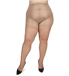 Plus Size Curvy Silky Sheer Control Top Pantyhose City Beige 1/2X