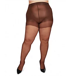 Plus Size Curvy Silky Sheer Control Top Pantyhose French Coffee 1/2X