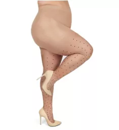 Pindot Sheer Plus Size Curvy Control Top Tights