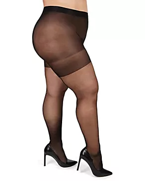 Plus Back Seam/Cuban Heel Control Top Pantyhose Black Black 1/2X